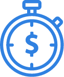 Outline of a stopwatch with a dollar sign, symbolizing time management and financial efficiency.
